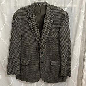 Macy’s Club Room, Mens, Brown Herringbone 100% Wool, Sport Coat/Blazer, Size 44R